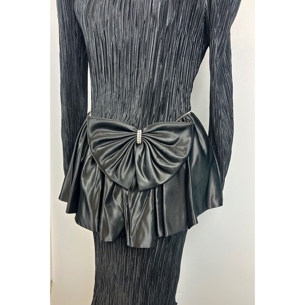 VTG Cattiva Maya Jornot 80s Black Bow Cocktail Dress 4 Hollywood Glam Prom Party - Picture 8 of 16